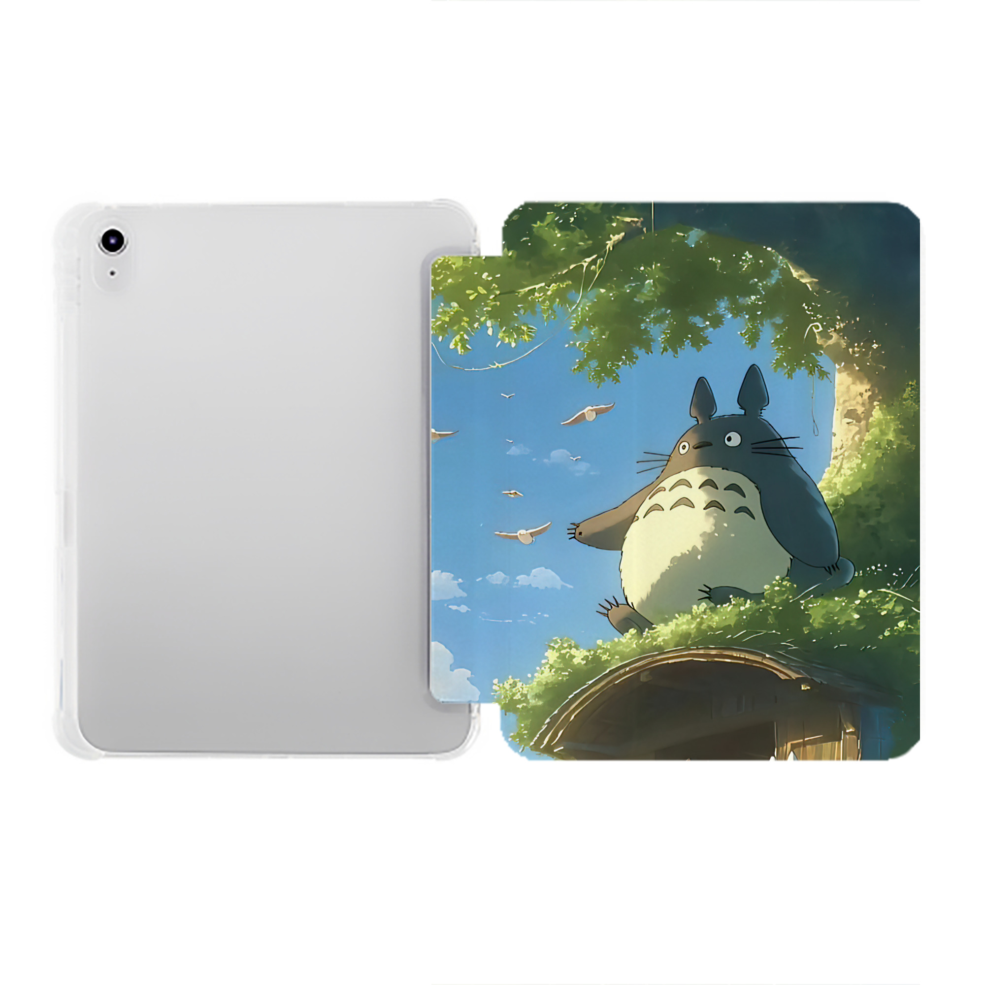（画像用） となりのトトロ 草壁メイ 草壁サツキ My Neighbor Totoro Satsuki Kusakabe Mei Kusakabe IPad ケース ペン収納付き 三つ折りスタンド PUレザー×シリコン 対応機種9.5/10.5/10.9インチ